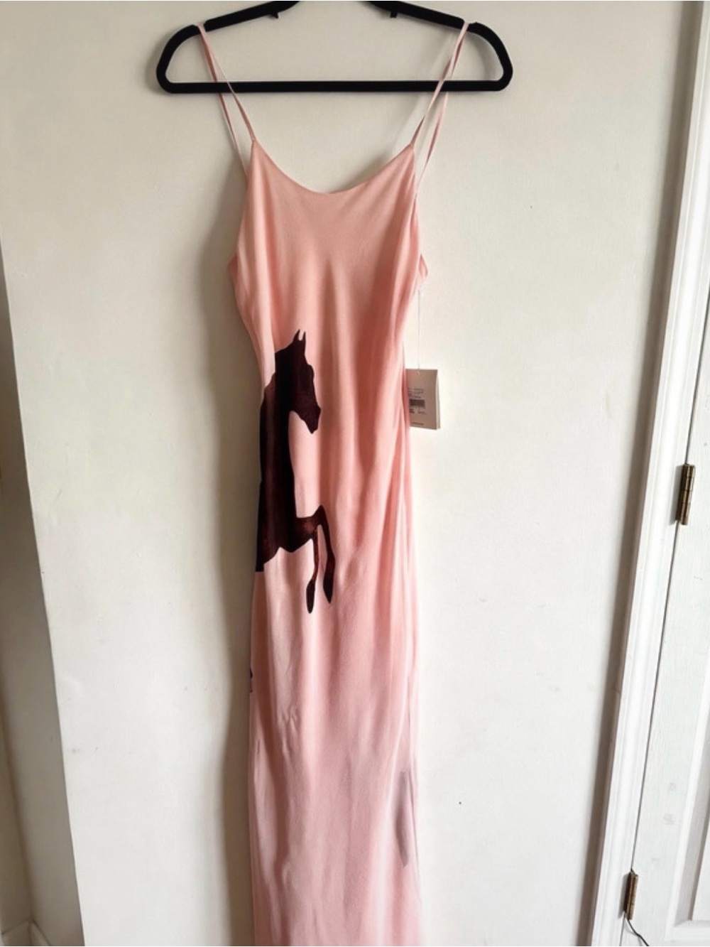 Venroy Pink Slip Dress with Brown Horse Motif